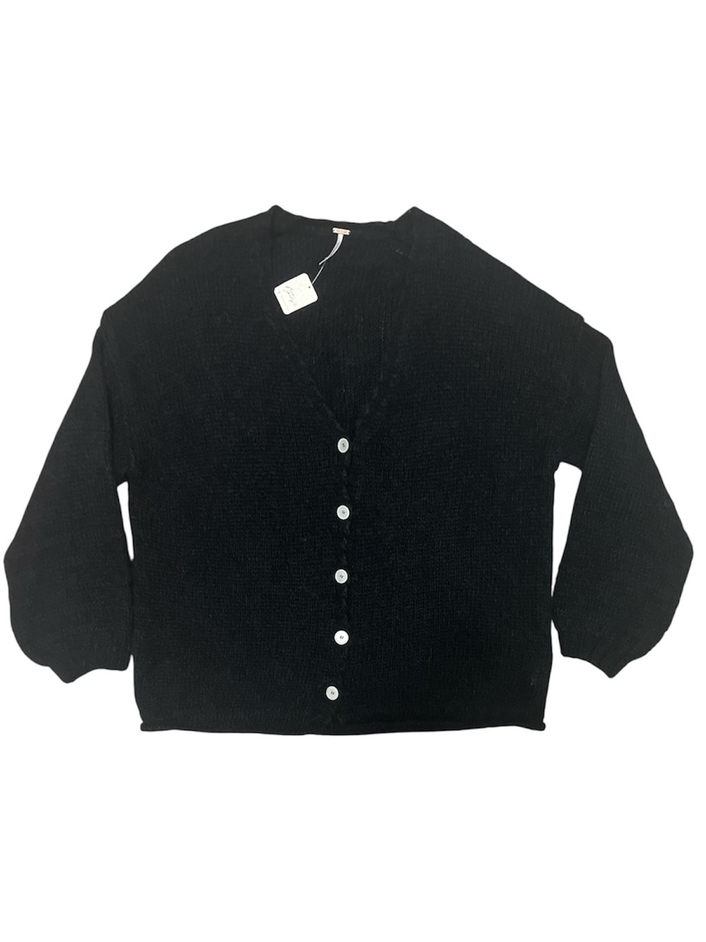 1555. FREE PEOPLE Alpaca Wool blend cardigan in Black Sz M NWT $198